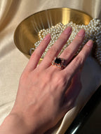 Square Bedazzled Ring Gold - Black