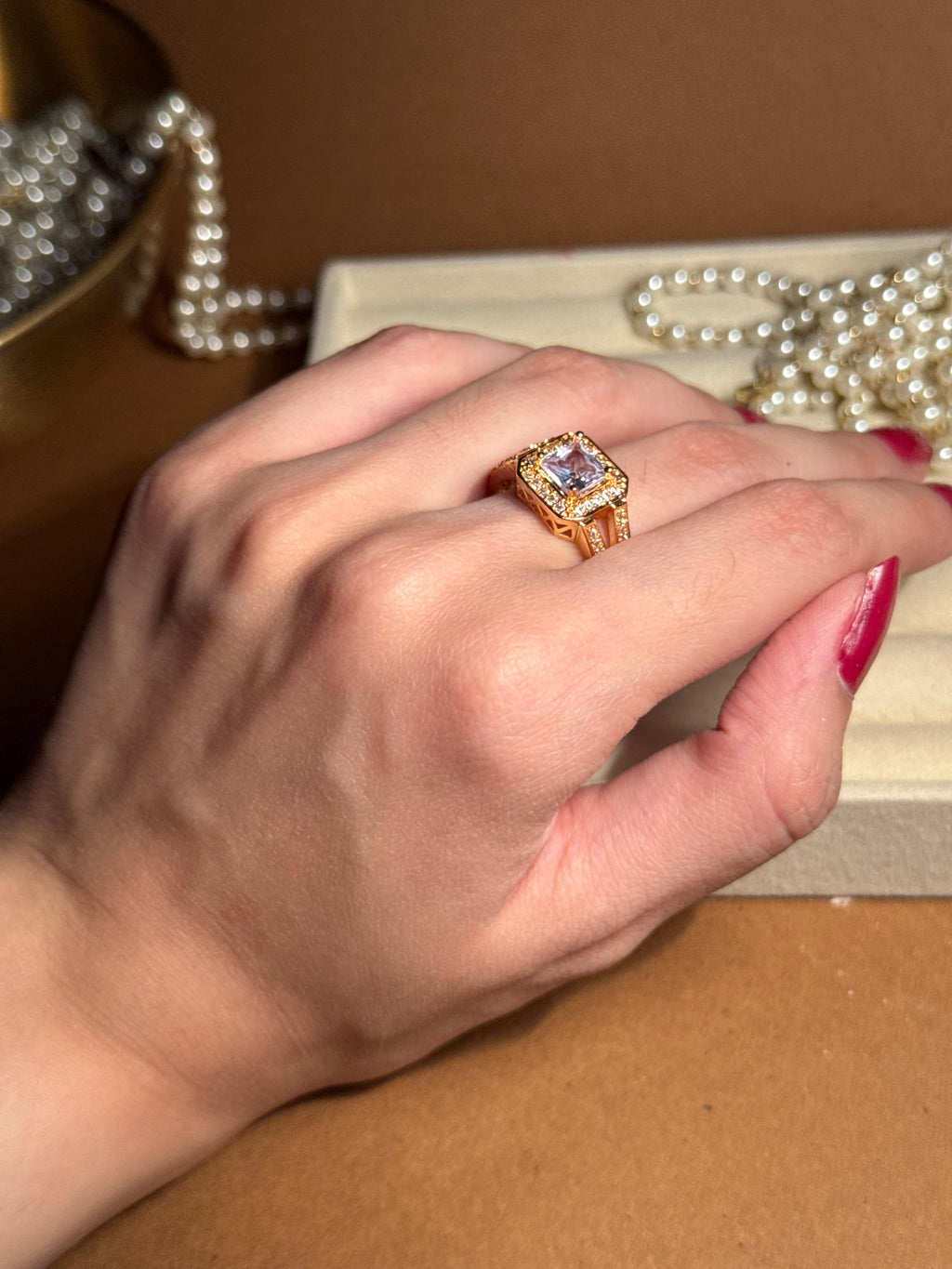 Gem Ring Gold - Light Purple