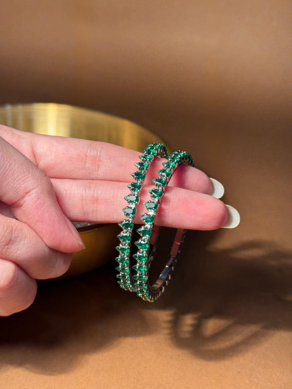 Luna bangles Silver - Green  (kids collection)