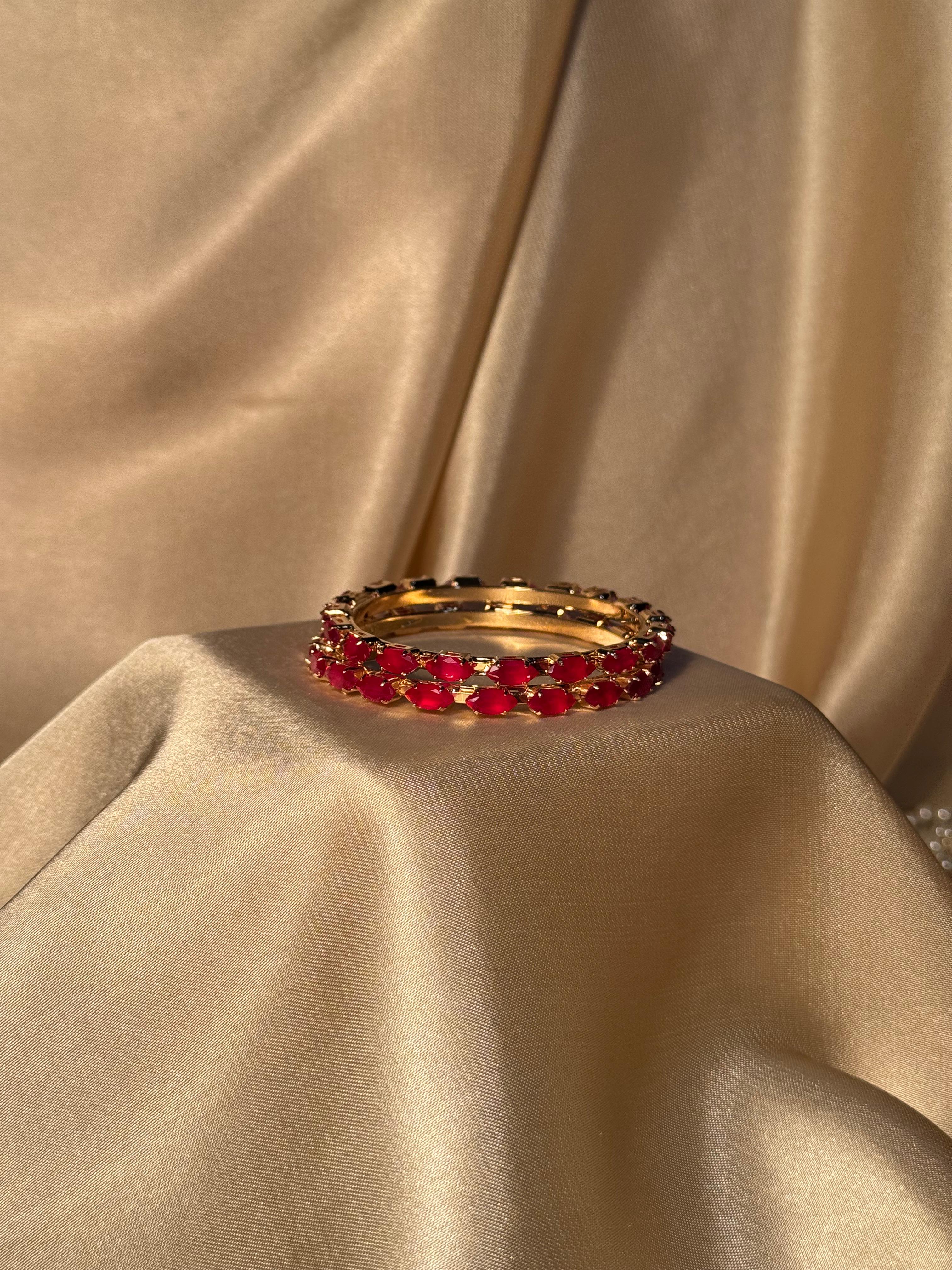 Beaded bangles Gold - Red (kids collection)