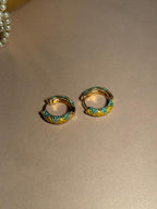 Enamel Hoops - Yellow and Turquoise