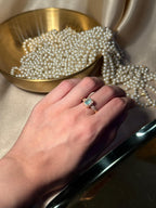 Rectangle Gem Stone Ring Gold - sage green