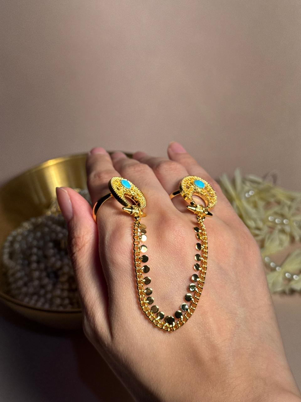 Moon Sona Double Ring - Turquoise