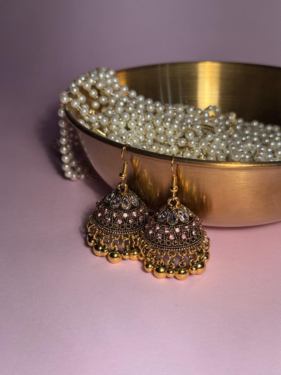 Meena karri antique Earrings - Light Pink