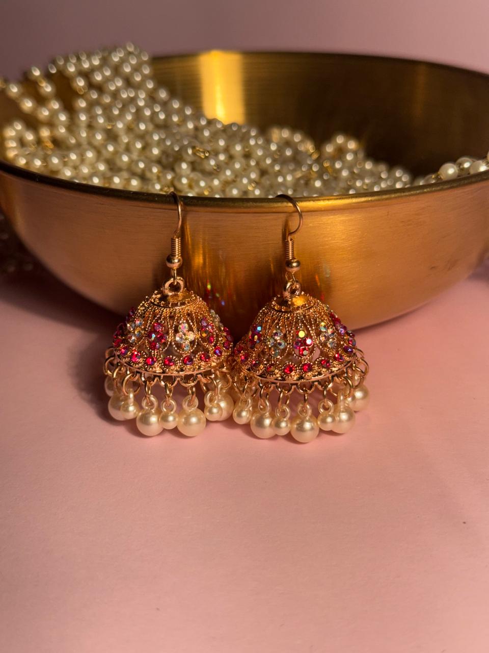 Meena karri antique Earrings - Red Holographic