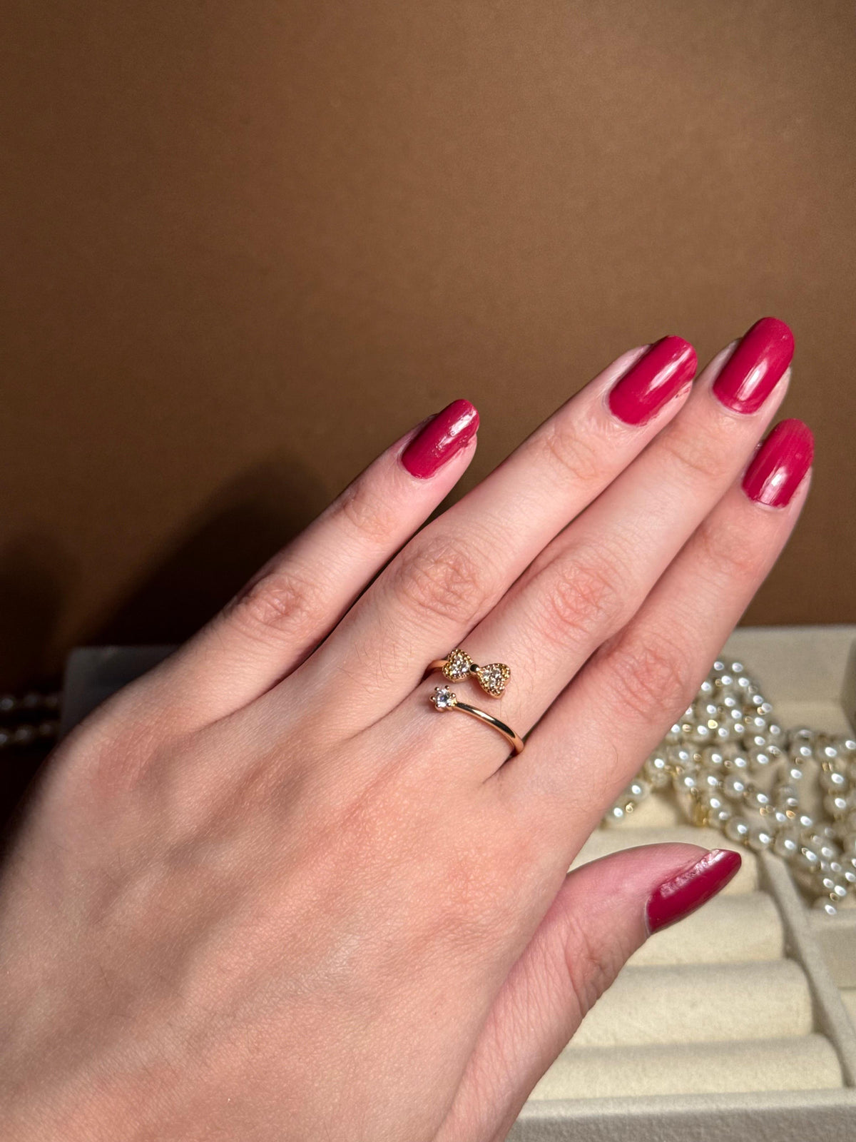 Gem Bow Gold Ring