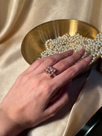 Square Bedazzled Ring Gold - White