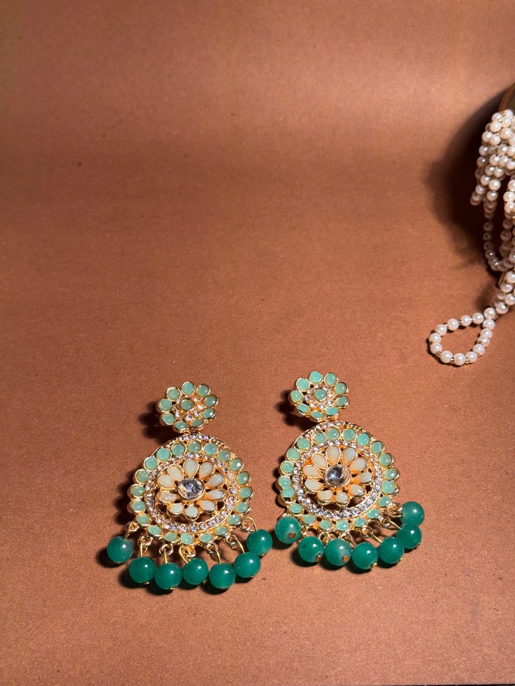 Sarah Jhumkay Gold - Green