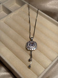 Square gem necklace Silver