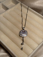 Square gem necklace Silver