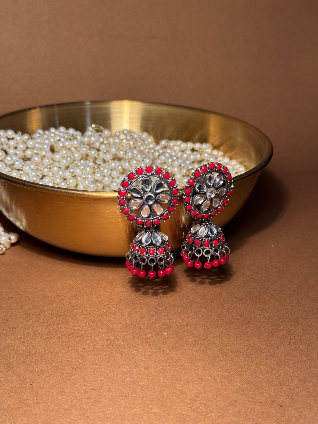 Zaria silver earrings - Red