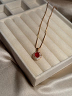 Oval Gem Necklace (Maroon)