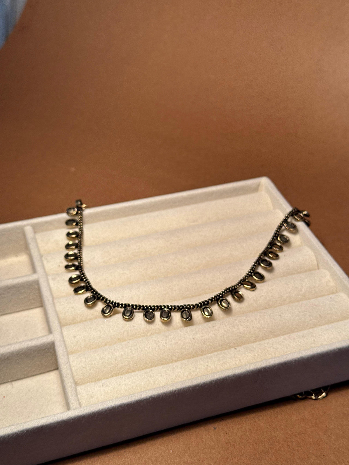 Oxidized Necklace Beaded - Gold
