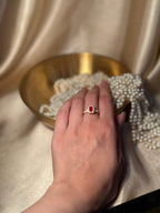 Rectangle Gem Stone Ring Gold - Red