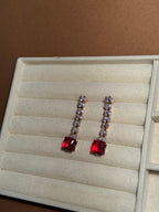 OS Crystal Drop Earrings - Red