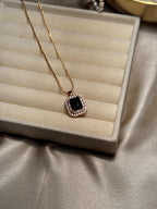 Cushion Pendant Necklace (Black)