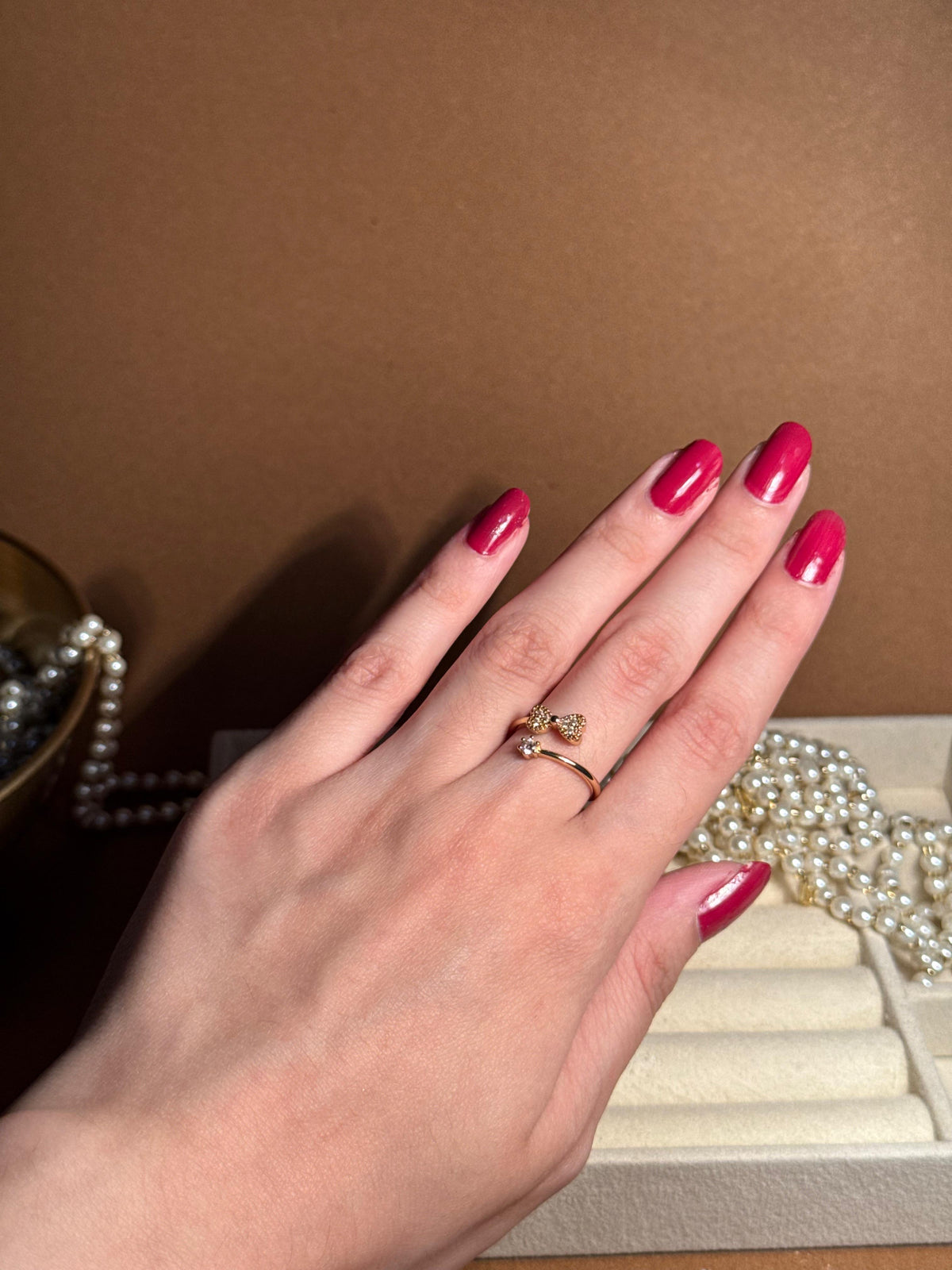 Gem Bow Gold Ring