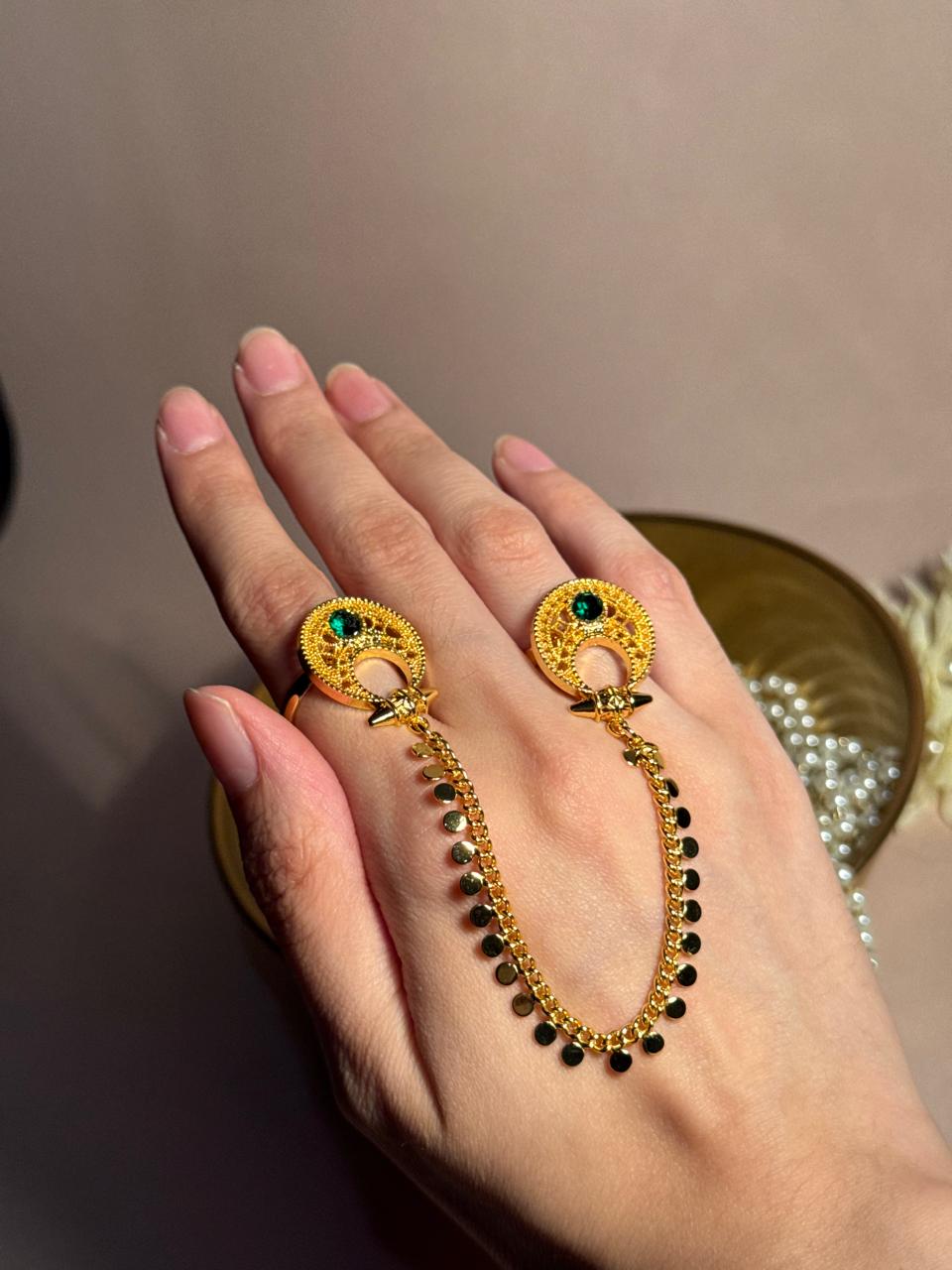 Moon Sona Double Ring - Green