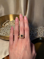 Square Gem Ring Gold - Black