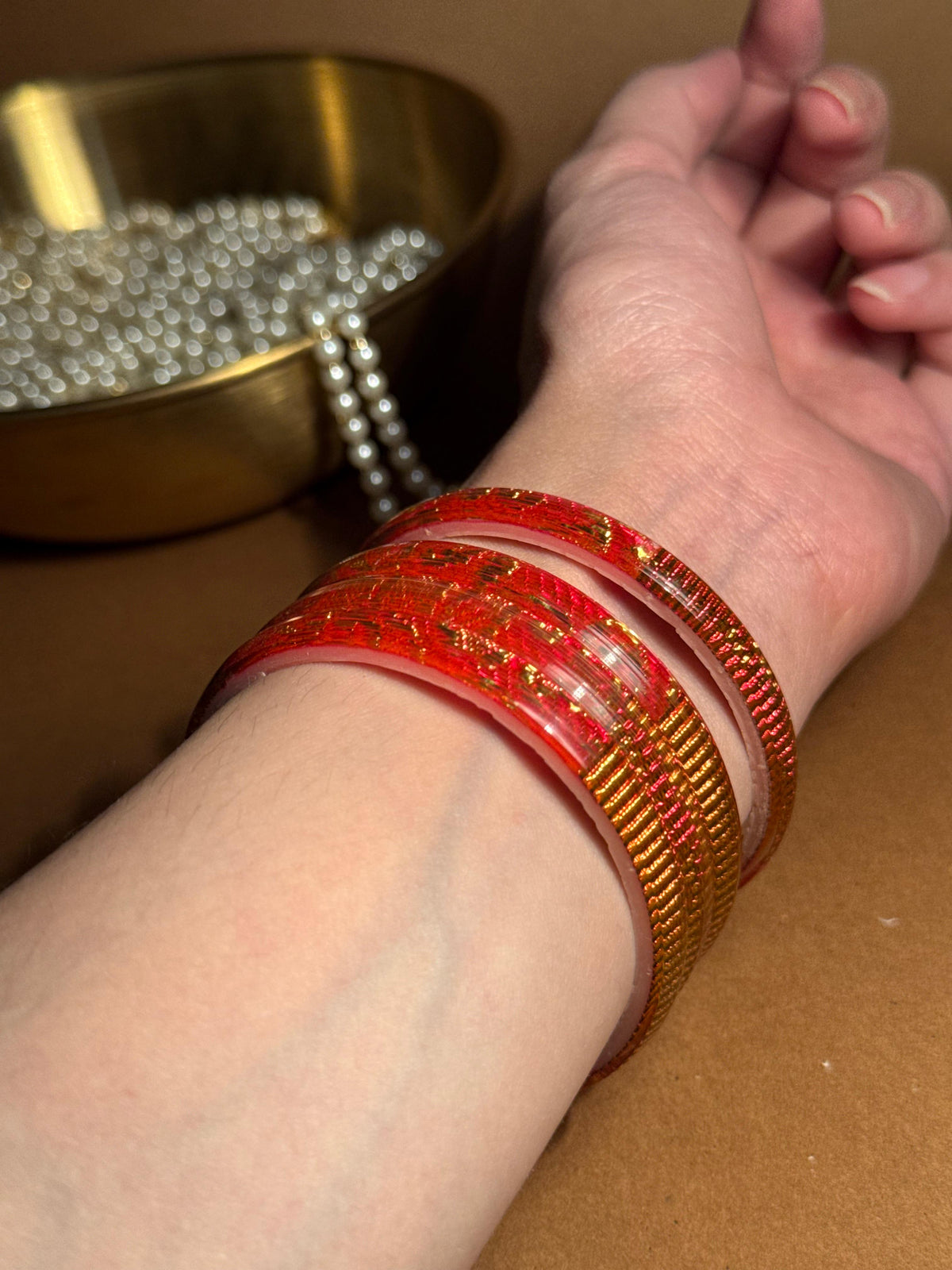 Prism gold bangle - Red