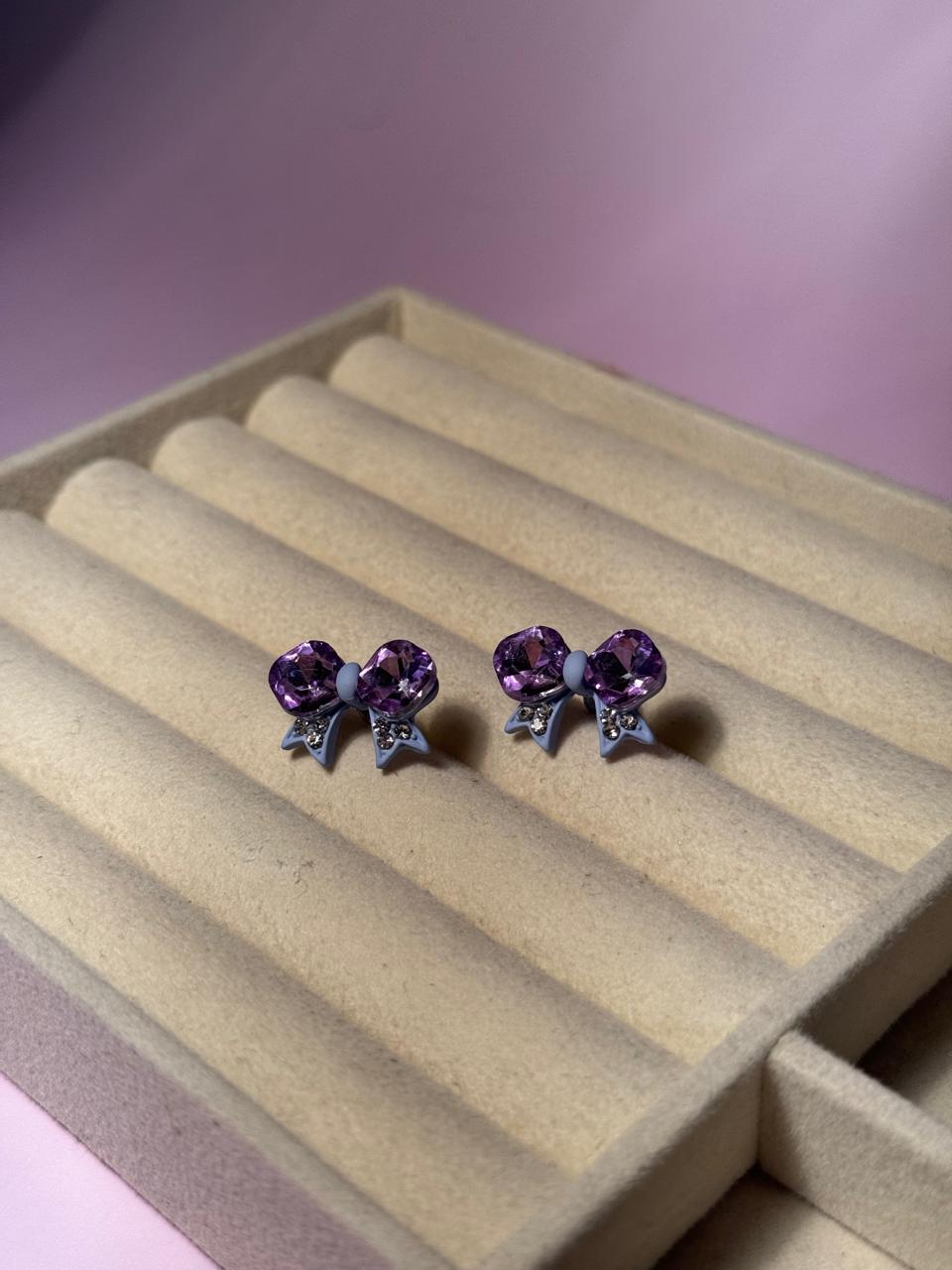 Bow Ties Studs - Purple