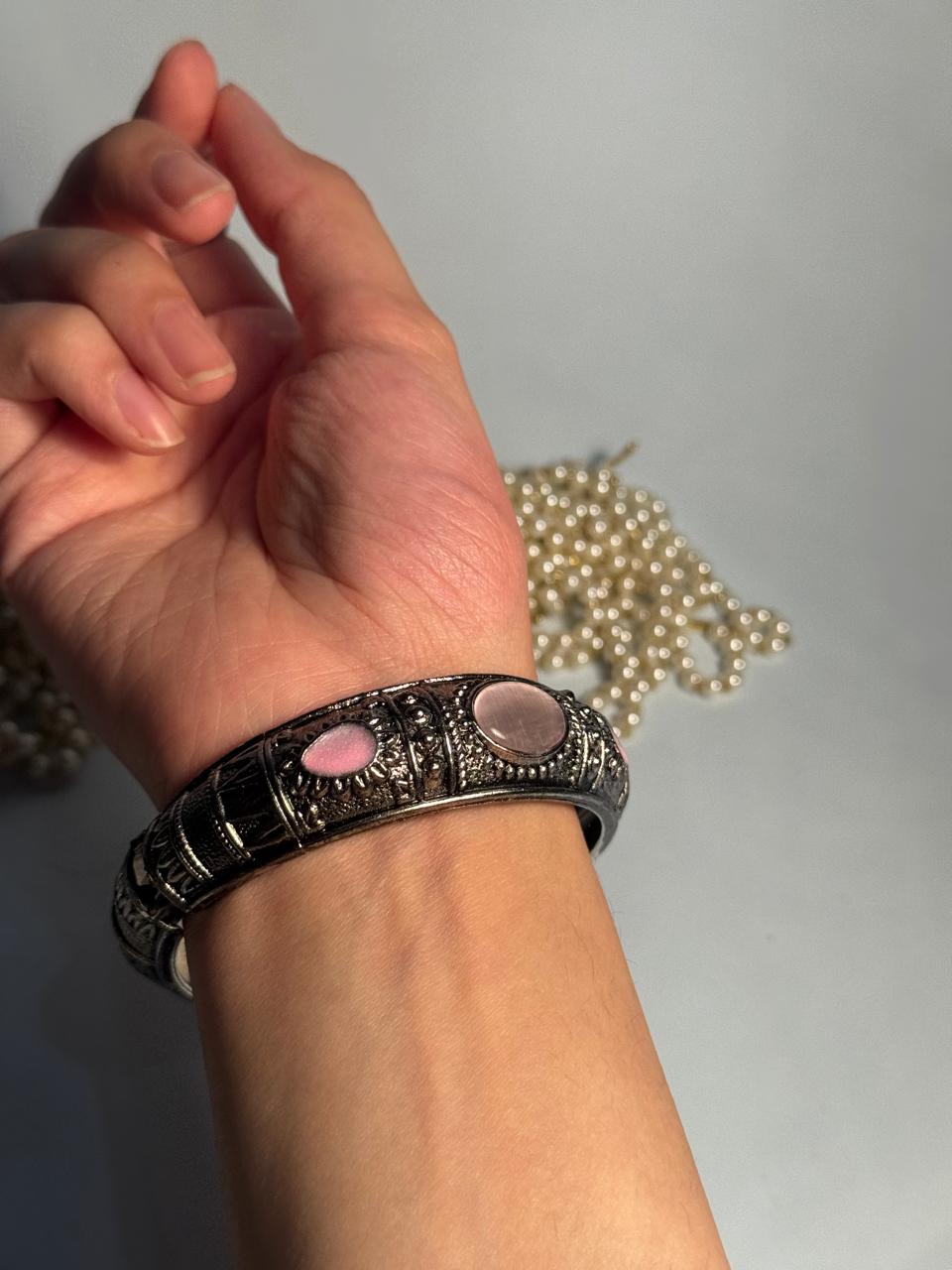 Silver Cuff (bracelet) - Pink