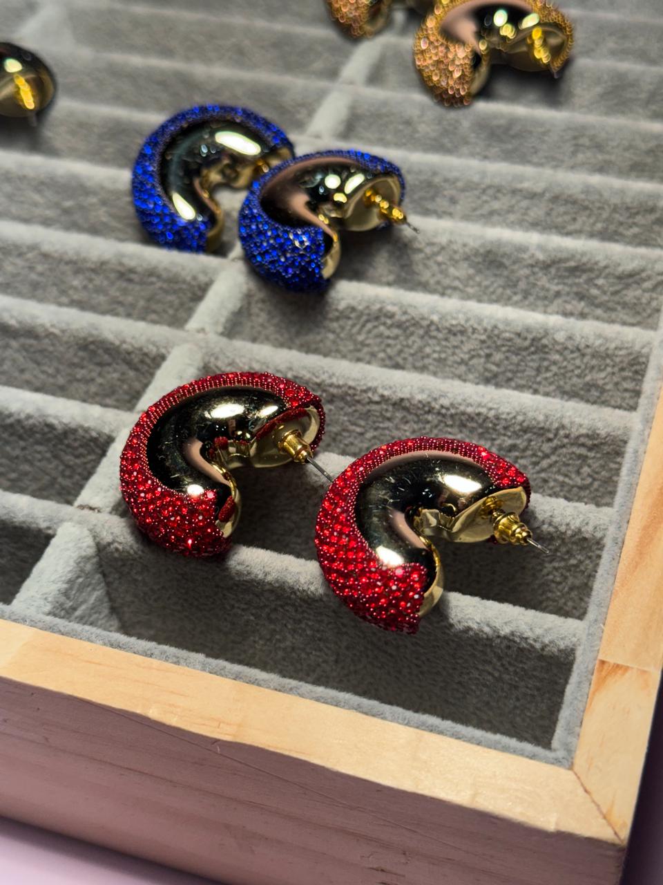 Gem hoops - Holographic - Red