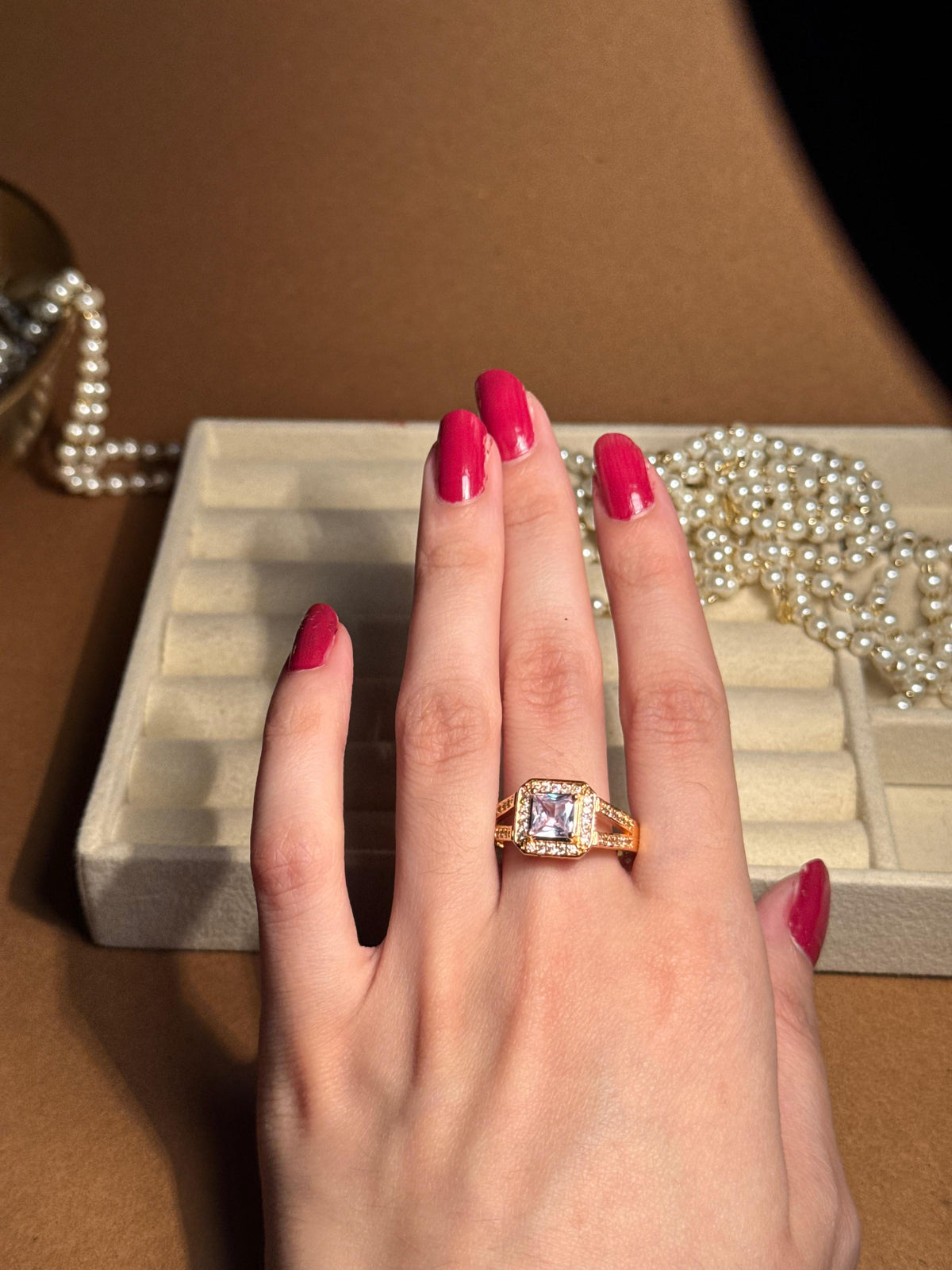 Gem Ring Gold - Light Purple