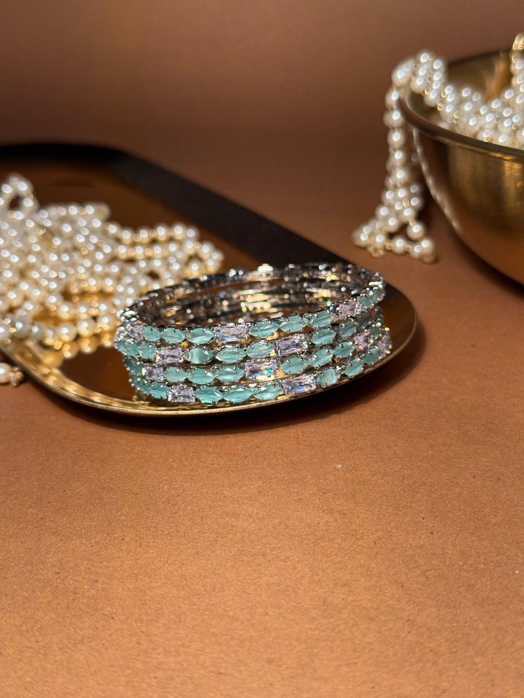 Zainab bangles Silver - Light Green & White (kids collection)