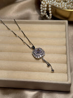 Square gem necklace Silver