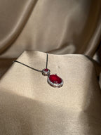 Red double oval necklace