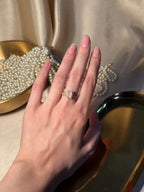 Rectangle Gem Stone Ring Gold - Pink