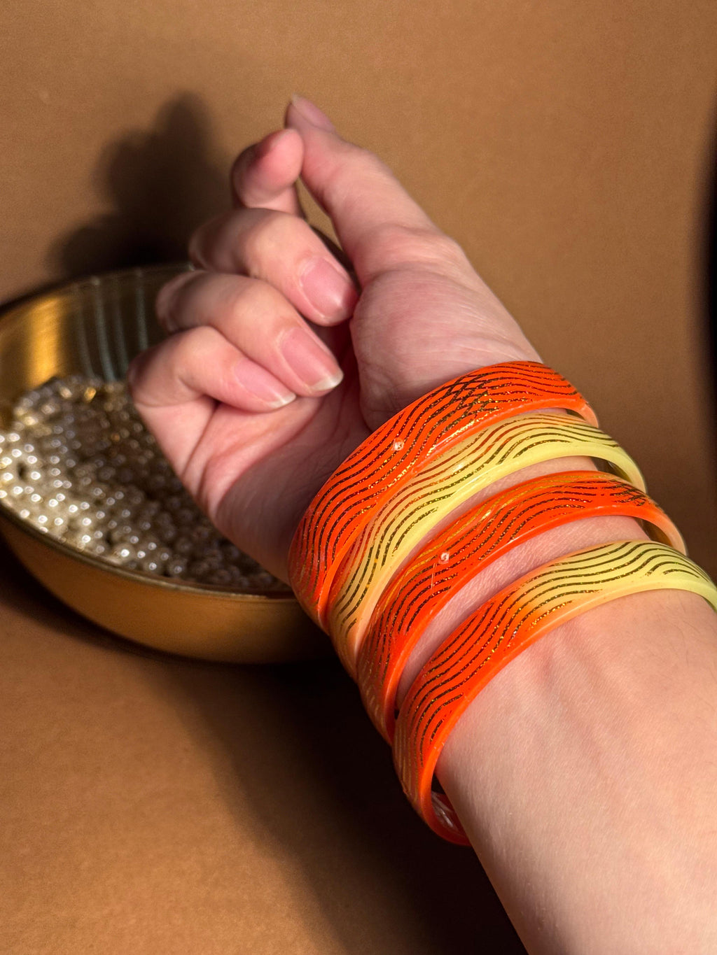 Two shade bangle - Yellow n Orange