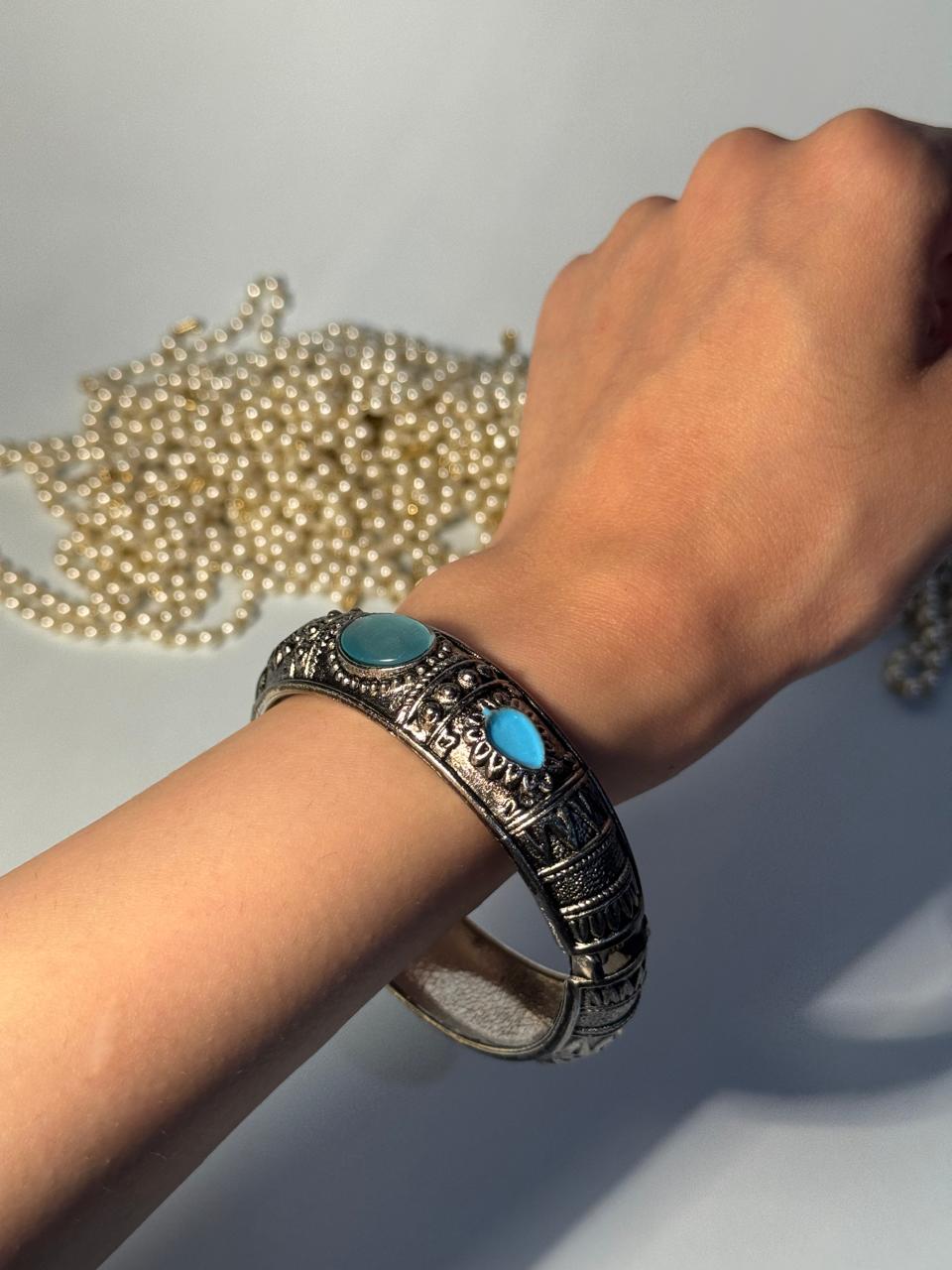 Silver Cuff (bracelet) - Blue