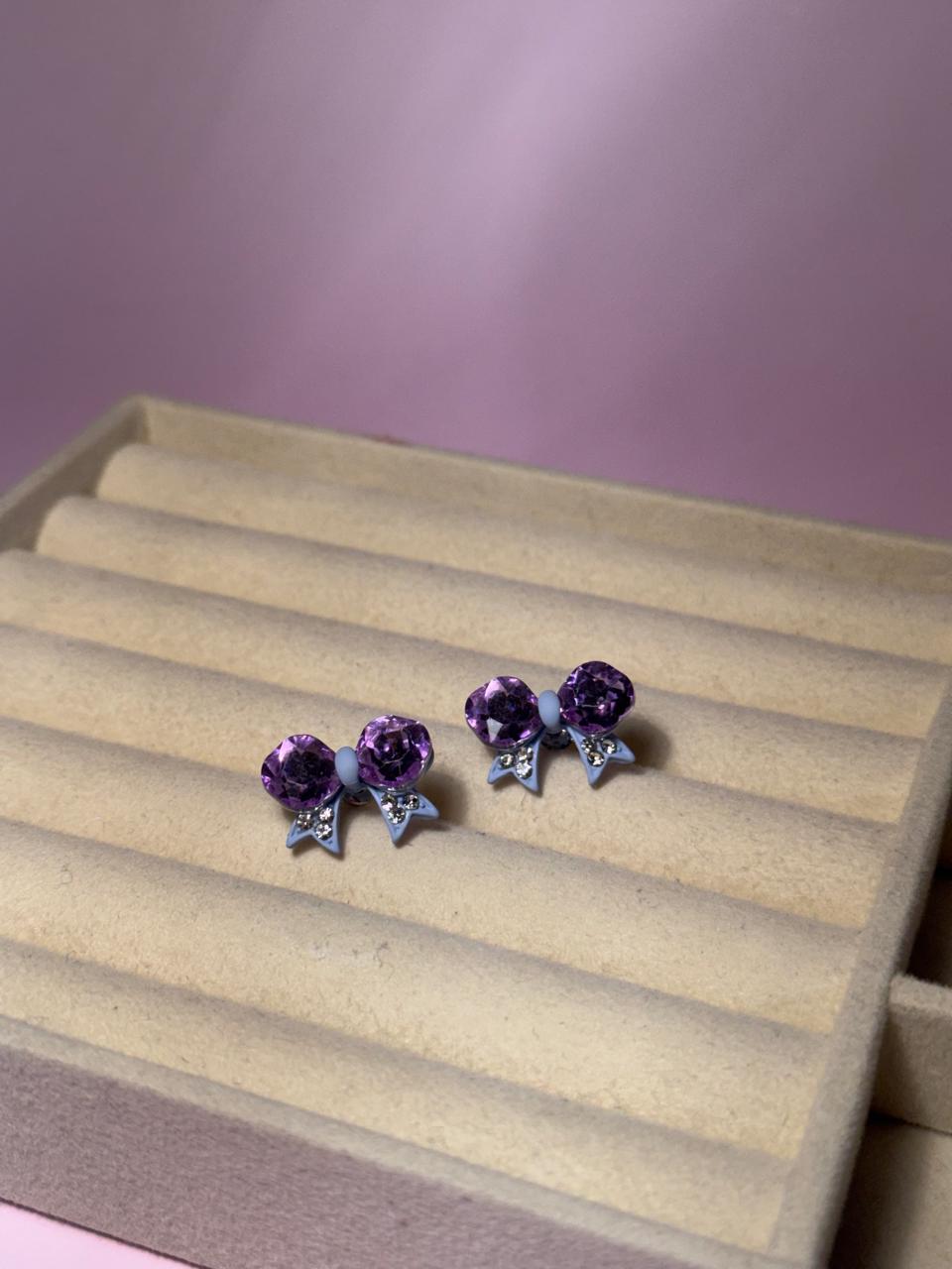 Bow Ties Studs - Purple