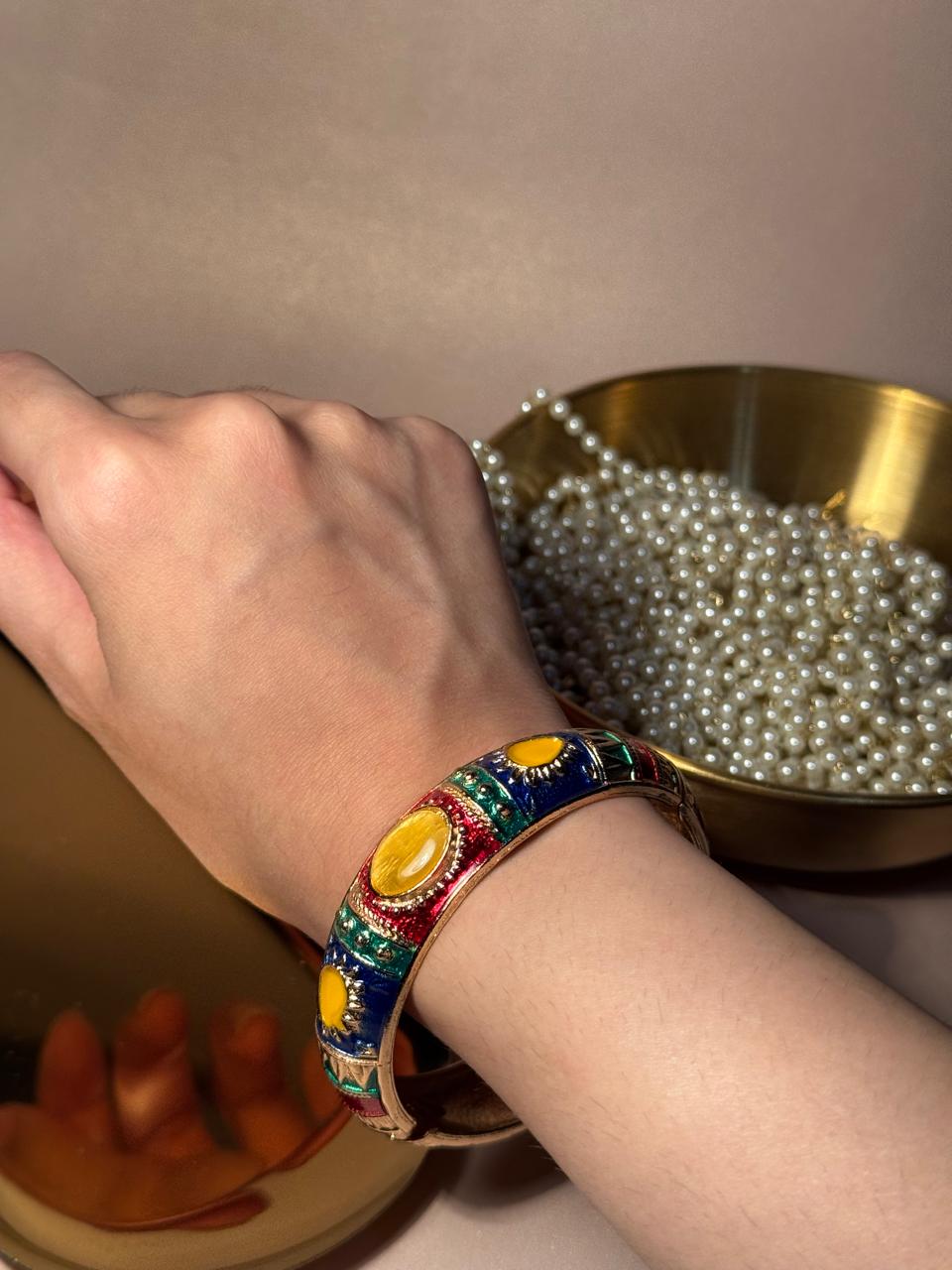 Rangeen Cuff (bracelet) - Yellow & Blue