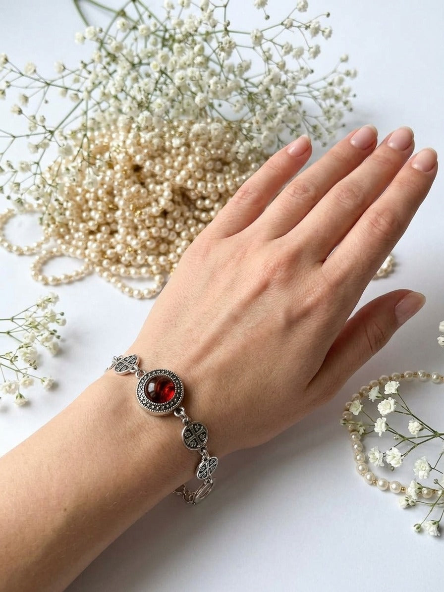Halo Gem Bracelet - Red