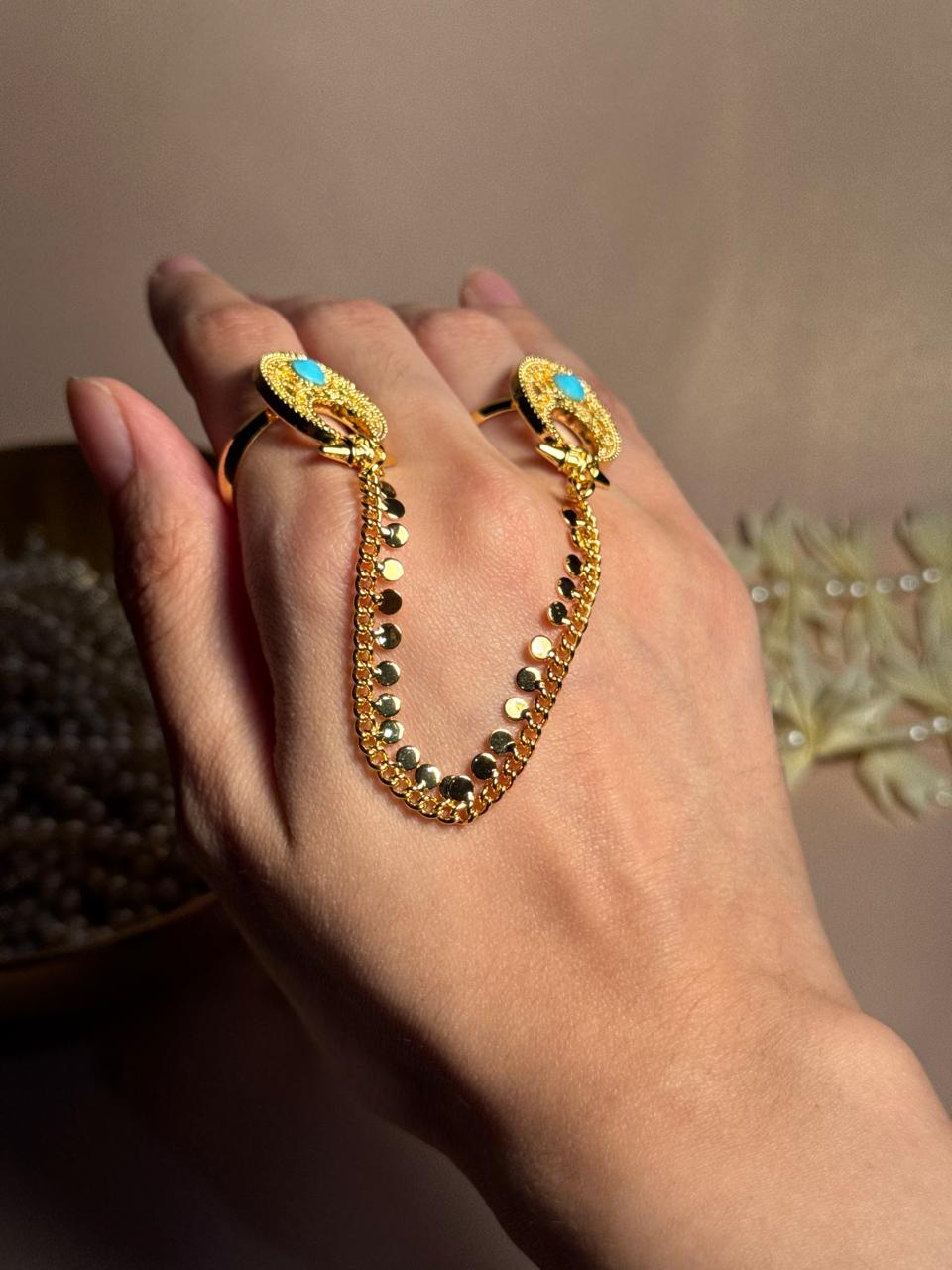 Moon Sona Double Ring - Turquoise
