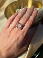 Square Bedazzled Ring Gold - Light Pink