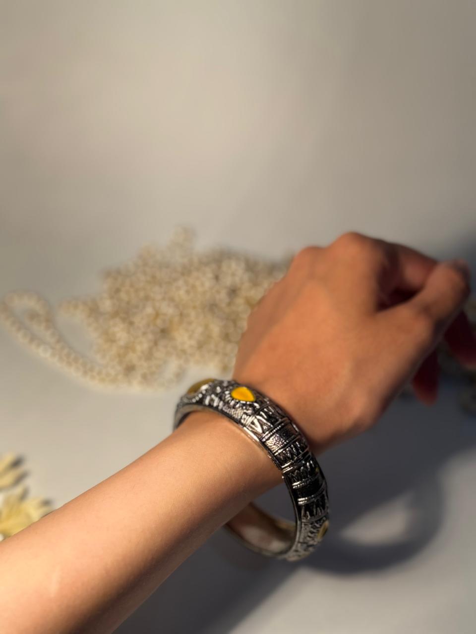 Silver Cuff (bracelet) - Yellow
