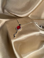 Oval Necklace Silver (Red)