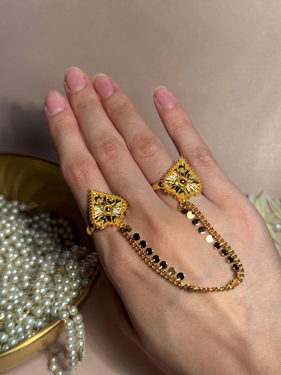 Mughal Sona Double Ring - Grey