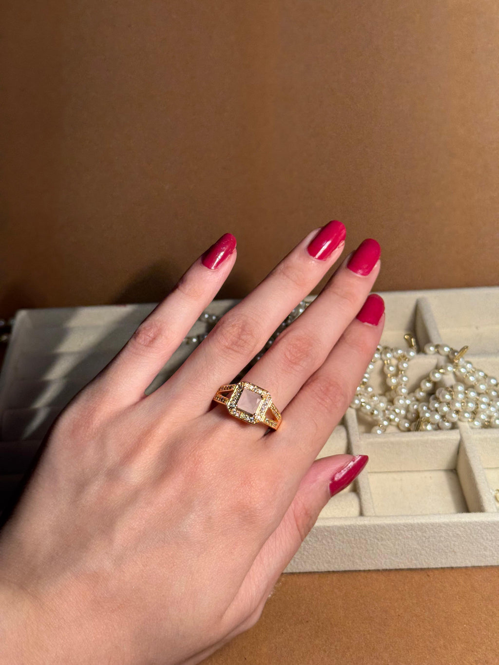 Gem Ring Gold - Pink