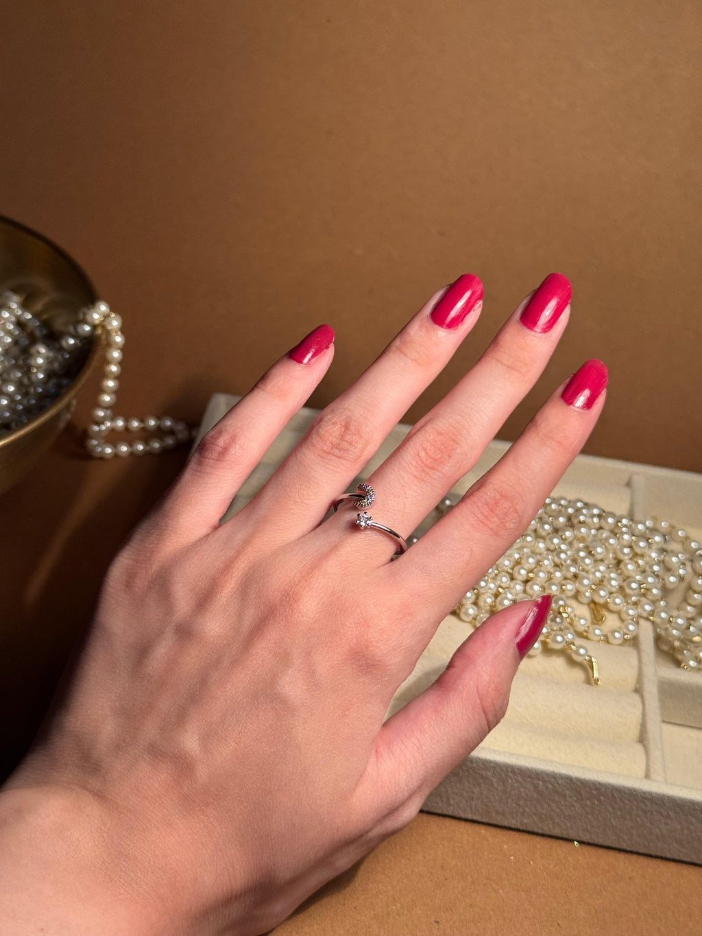 Moon silver ring