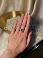Rectangle Gem Stone Ring Gold - blue