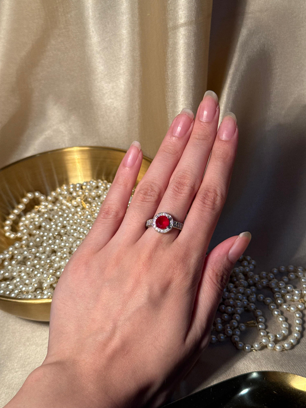 Circle Ring Silver - Red