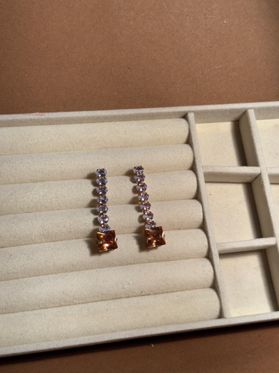 OS Crystal Drop Earrings - Gold