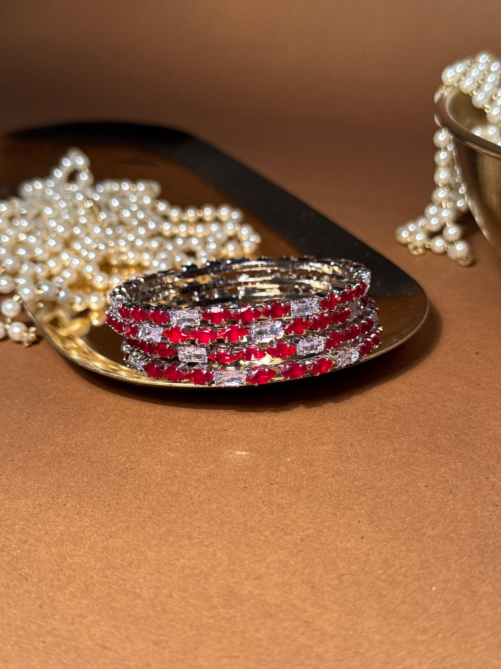 Zainab bangles Silver - Red & White (kids collection)
