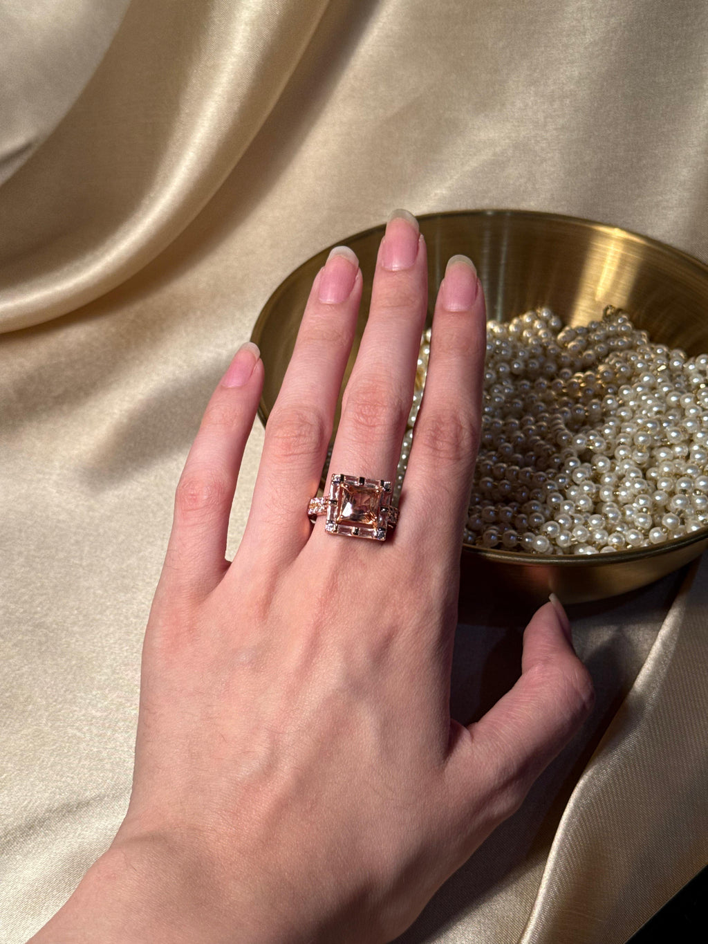Square Bedazzled Ring Gold