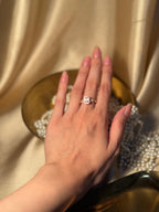 Rectangle Gem Stone Ring Gold - White